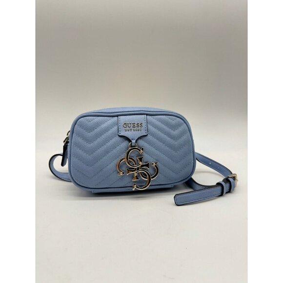 GUESS Violet quilted faux-leather small crossbody bag - Blue - Picture 2 of 7